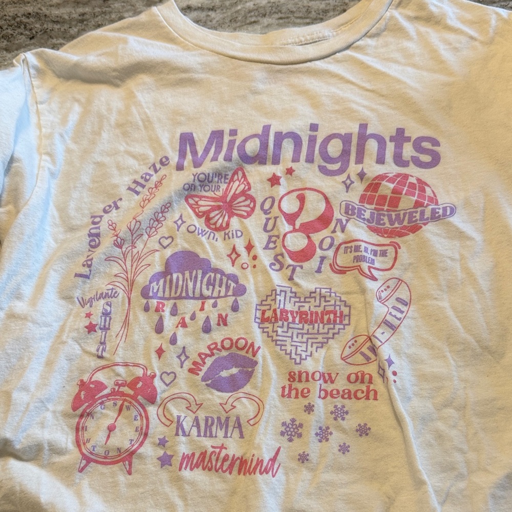 Midnights Graphic Crop Top - White and Purple